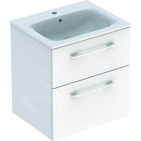 Geberit Selnova Square - Meuble-vasque 635x588x480 mm, avec vasque, 2 tiroirs, blanc brillant 501.236.00.1 (1/3)