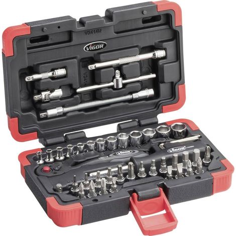 Vigor Jeu de clés à douille métrique 1/4 (6.3 mm) 46 pièces V2414
