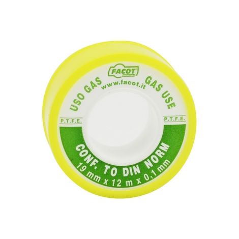 NASTRO P.T.F.E TEFLON DIN USO GAS- H 19 mm x 12 m- FACOT- pezzi 1