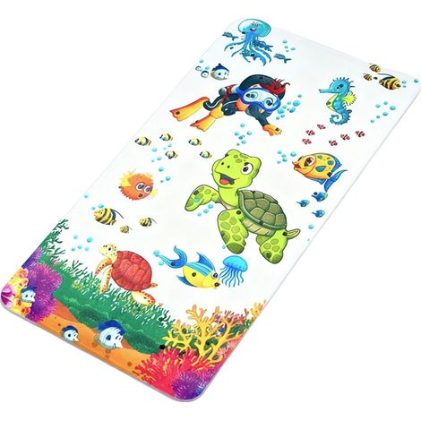 Duschmatte, rutschfestes Design, maschinenwaschbar, 38x70cm-c, Schildkröte und Taucher (1/2)