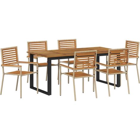 Garten Essgruppe 7 pcs Beige Massivholz Akazie vidaXL