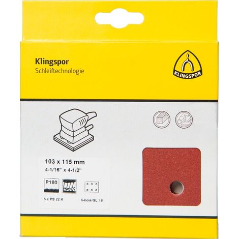 Klingspor PS 22 K Streifen kletthaftend, 103 x 115 mm Lochform GL19 - K 40
