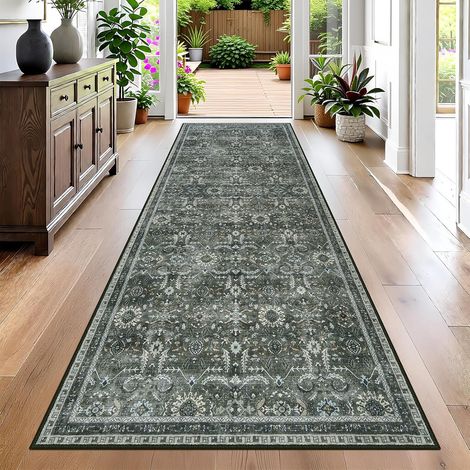 Tapis de Couloir Tapis Long Couloir Lavable Tapis de Cuisine Long Tapis de Passage pour Salon Chambre Cuisine Hall d'entrée Décoration 65x180cm Vert (1/5)