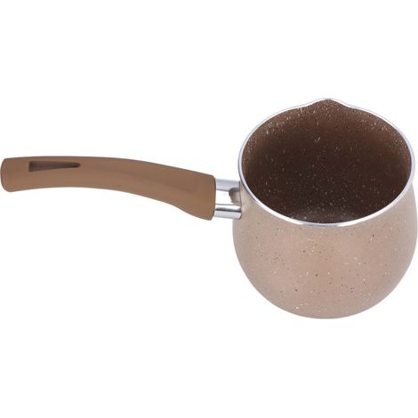 Kaffeewärmer mit einem Griff, Mini-Milchtopf, antihaftbeschichtete und hitzebeständige Aluminiumlegierung, zum Kochen, braun