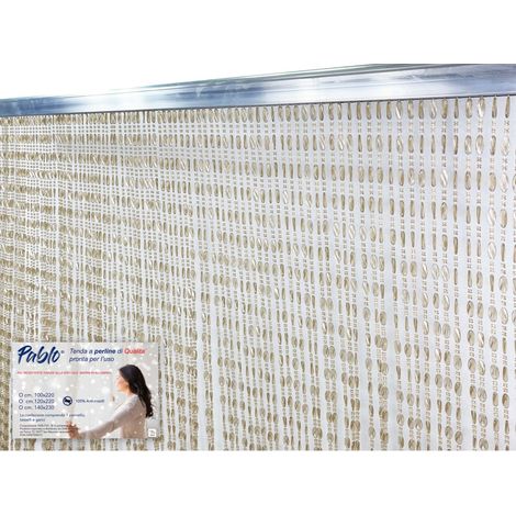 PABLO © TENT avec perles anti-insectes BEIGE en pvc anti-bruit avec tige METAL Cm. 120x220 (1/5)
