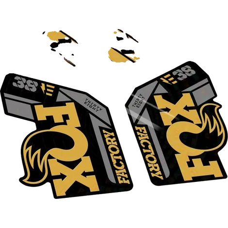 Pegatinas, compatibles con la horquilla Fox 38 Factory, vinilo duradero, color oro Kashima. (1/2)