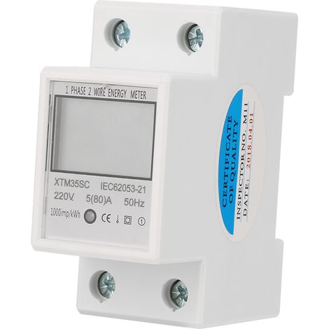 220 V 5 (80) A Digitaler 1-Phasen-2-Draht-2P-DIN-Schienen-Stromzähler, elektronischer kWh-Zähler (1/5)