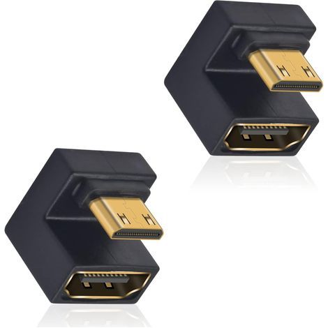 (Lot de 2) Adaptateur mini HDMI vers HDMI 8K en forme de U, adaptateur mini HDMI vers HDMI avec angle vers le haut (1/5)