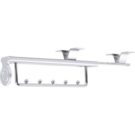 Porte-pantalons coulissant, argenté, taille M, gain de place, mécanisme coulissant, organisateur de placard (1/2)