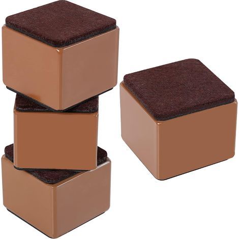 Set of 4 carbon steel furniture risers, 5cm high, 6cm high bed risers, furniture risers (brown square) (1/5)