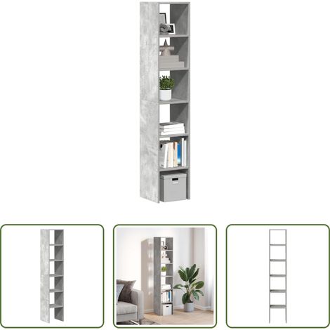 Rangement vertical - Bibliothèques 2 pcs empilable gris béton bois d'ingénierie (1/5)