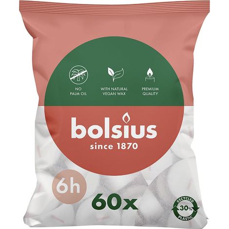 Lot de 60 bougies chauffe-plat blanches