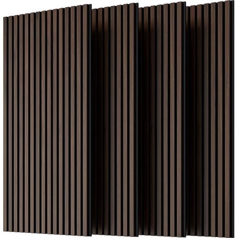 Pannelli acustici a doghe in legno MDF noce scuro 4 pezzi 115 x 60 cm MODENUIT (1/5)