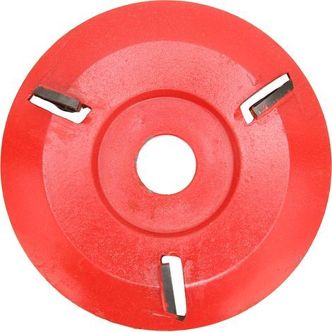 Disque sculpture bois 3 dents – rouge – incurvé – table basse / thé – meuleuse angle – triangle (1/5)