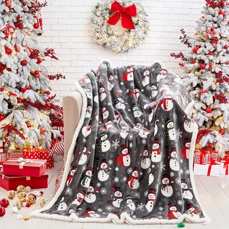 Plaid Noël - Velours Doux En Polyester - Motif Festif - 100 x 130 cm - Pour Canapé Lit Ou Cadeau - 1 Pièce (1/5)