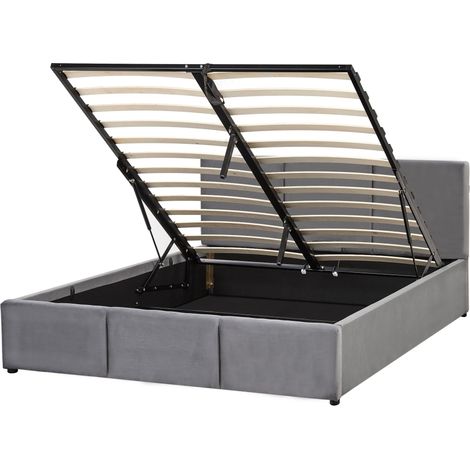 Ottoman Bed Velvet BOUSSE 140 x 200 cm (EU Double) Dark Grey (1/5)