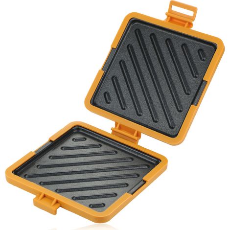 Grille-pain-Appareil à sandwichs-Double paroi-Revêtement antiadhésif-Compatible micro-ondes-Chauffe rapidement et uniformément (1/4)