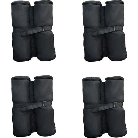 Lot 4 sacs de lestage de fixation pour tonnelle parasol pavillon, poids de lestage de pavillon, volume max. 15 kg, noir (1/5)