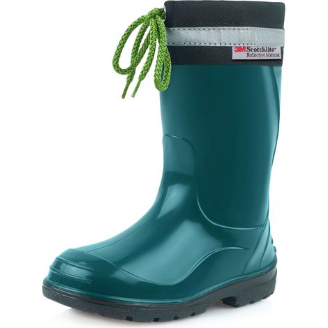 Ladeheid Bottes de Pluie Mixte Enfant Bottes en Caoutchouc Resistantes à l'eau pour Fille et Garçon Chaussures Imperméables LA-972 (Vert Foncé/Noir, 35 EU)