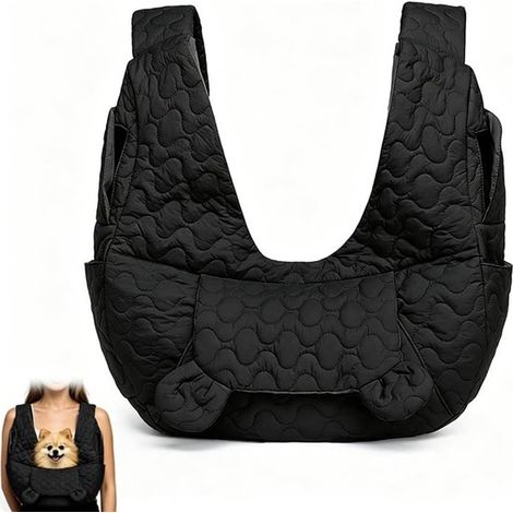 Sac de transport mains libres pour chien jusqu'à 10 kg, sac à dos confortable avec sangle réglable, idéal pour promenades, voyages et activités extérieures, noir (1/5)