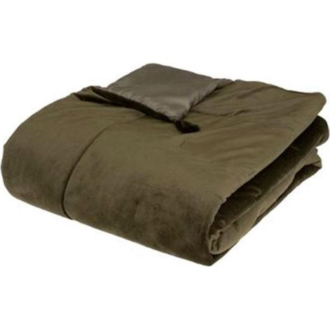 Dessus de Lit Velours "Froz" 80x180cm Vert Kaki (1/3)