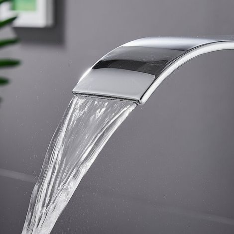Rubinetto da bagno a cascata moderno, rubinetto per lavabo a cascata dal design elegante, miscelatore per bagno in ottone, acqua calda e fredda disponibili, rubinetto a cascata cromato G 3/8 (1/3)