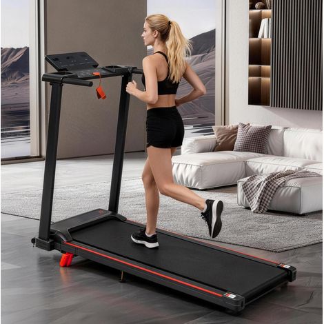 Tapis roulant pieghevole con inclinazione 0-8%, 1-12 km/h, motore 3,0 PS, nero e rosso DESVIAE