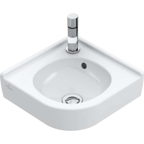 Villeroy & Boch O.novo - Lavamani rohové 32x32 cm, con troppopieno, 1 con foro per miscelatore, CeramicPlus, bianco alpino 731032R1 (1/3)