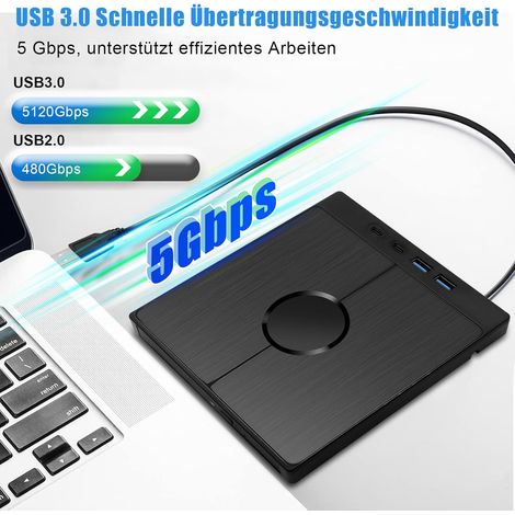 Lecteur CD DVD Externe pour PC,Lecteur DVD Externe avec de Carte SD/TF,Lecteur CD Externe pour Ordinateur Portable, PC, pour MacBook, pour Windows 11/10/8/7/XP/OSX/Pour Linux