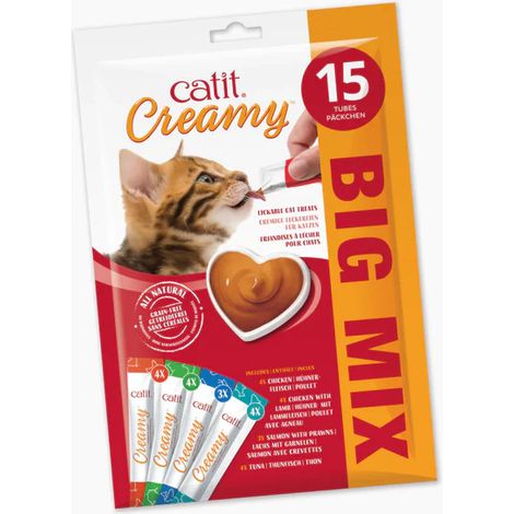 Catit Mélange de friandises crémeuses pour chats - 15 tubes x 10 g