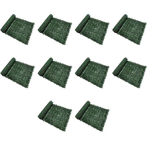 Lot de 10 panneaux de clôture artificielle à feuillage vert, brise-vue pour jardin, cour ou mur extérieur. (1/5)