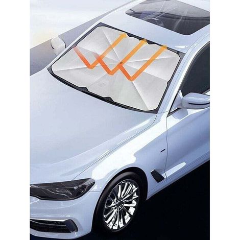 Faltbarer Sonnenschutz für die Windschutzscheibe, Sonnenschutz für die Frontscheibe, faltbarer Sonnenschutz für Autos, 360° verstellbare flexible Stange, universell für die Windschutzscheibe (1/5)
