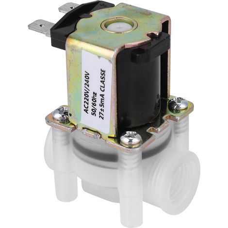 Électrovanne plastique 1/4 pouce NC normalement fermée pour entrée d'eau, 220V AC, robinet à solénoïde pour appareils ménagers (1/5)
