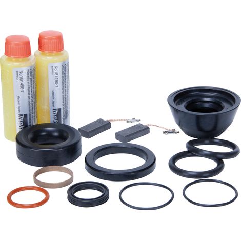 Kit di manutenzione MAKITA (guarnizione+anello di serraggio+lubrificante+spazzole di carbone) per HM1203/HM1213/HM1214C 195114-9