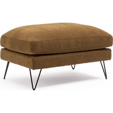 Pouf en tissu pieds épingles noirs - Bronze - VILLABON (1/4)