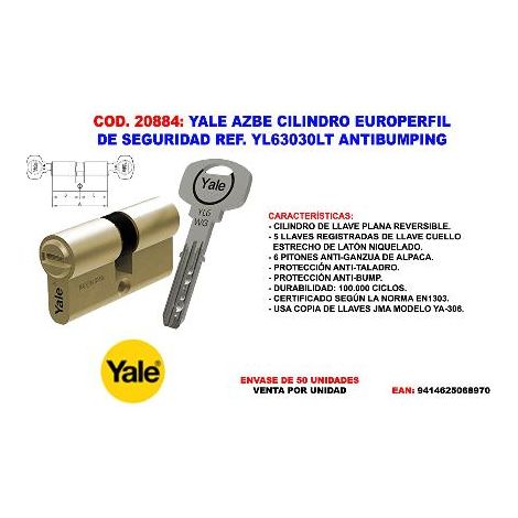 MIBRICOTIENDA yale azbe cilindro europerfil seguridad yl63030lt antibumping