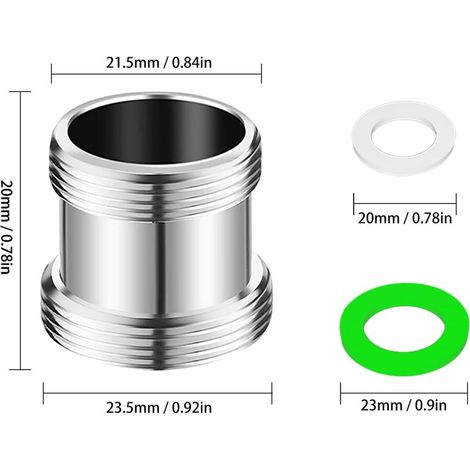 2er-Pack Messing-Armaturenadapter 22/24 mm (Außengewinde auf Außengewinde) für Küche und Bad – Strahlregleranschluss und Adapter für M22/M24-Armaturen (1/4)