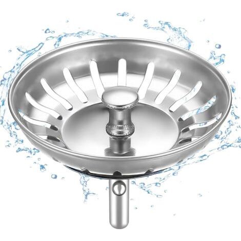 80mm Bouchon d'Evier de Cuisine - épaissi Acier Inoxydable Panier pour Bonde Evier Cuisine - Crépine d'évier Universelle Anti Colmatage avec Attrape Cheveux et Filtre pour éviers de Cuisine (1/5)