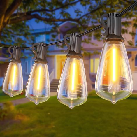 36.5M Guirlande Guinguette,120ft ST38 Guirlande Lumineuse Exterieure avec E12 60+2 Ampoules LED Imperméable, Blanc Chaud Chaîne Lumiere Exterieur pour Jardin Patio Fête Mariage Noël Extérieur (1/5)