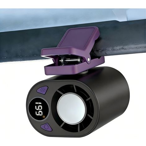 Ventilateur Portable à Pince avec Écran LED, 199 Vitesses, Refroidissement Turbo 18 000 RPM, Mini Ventilateur à Rotation 360° pour Voiture, Bureau, Parasol, Ceinture, Camping et Randonnée Noir (1/5)