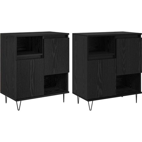Maison Exclusive - Aparador 2 pcs Roble Negro 60 x 35 x 70 cm (1/5)
