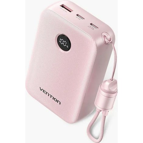 Batterie externe Vention 20 000 mAh, 2 ports USB-C, 1 port USB-A avec écran, 22,5 W, rose