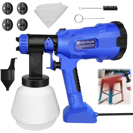 Pistolet électrique 900 W HVLP [4 Buses + 3 Modèles] / Pulvérisateur Haute Performance 600 ml / min  pour Boiseries, Vernis, Peintures pour Bois et Métaux / Idéal pour Clôtures, Armoires (1/5)