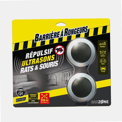 BARRIERE A RONGEURS - Répulsif ultra son rats et souris blister de 2 appareils