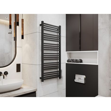 Sèche serviette électrique noir - 900 watt- 50 x 190 - STITCH (1/3)