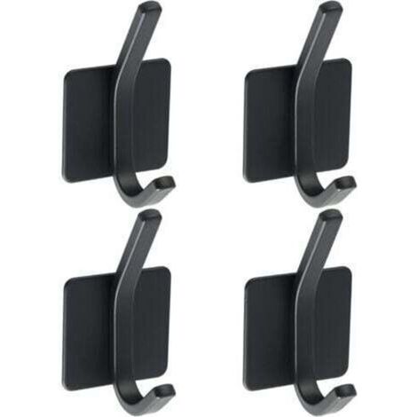 4er-Set selbstklebende Wandgarderobenhaken aus Edelstahl SUS 304, schwarz, für Bad oder Küche