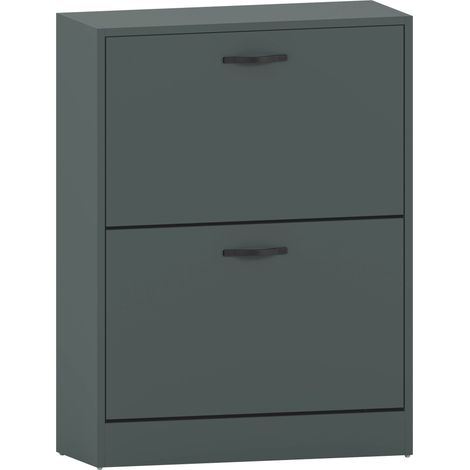 2 Drawer Shoe Cabinet Hallway Storage Cupboard Stand, Green