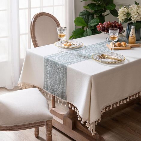 Nappe rectangulaire en lin, anti-taches et infroissable, K (1/5)