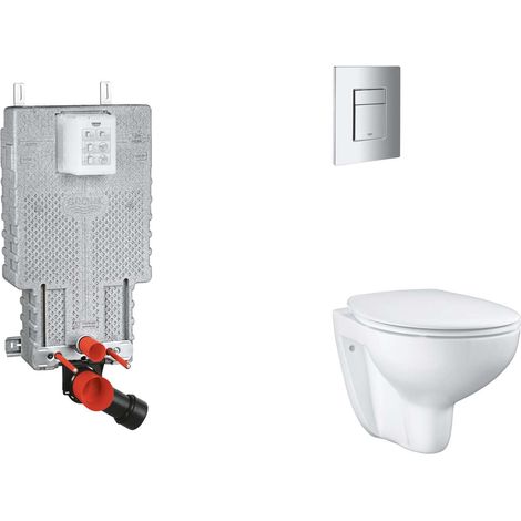 Grohe Uniset - Set con modulo d'installazione per WC a parete, copriwater WC SoftClose, placca di comando Skate Cosmopolitan, cromo SANI15BB2101 (1/5)