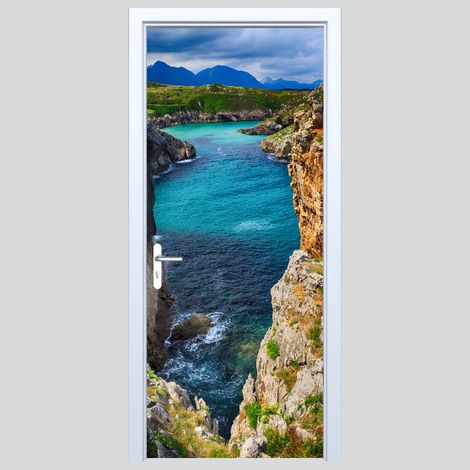 Adhesivo de tela para puerta con vista a la montaña 352PD